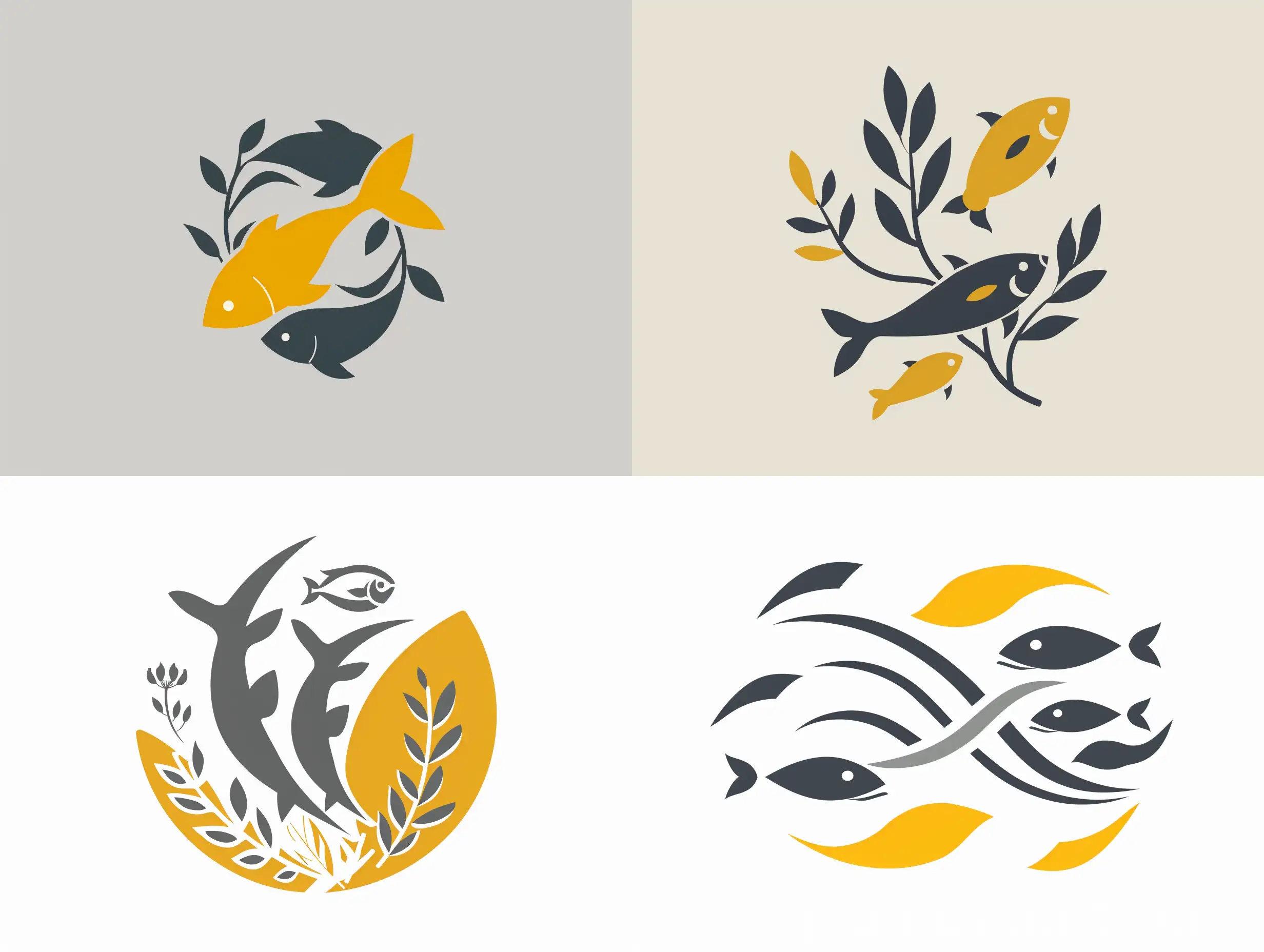Simple-Minimalistic-Seaweed-and-Fish-Union-Logo-in-Gray-and-Yellow