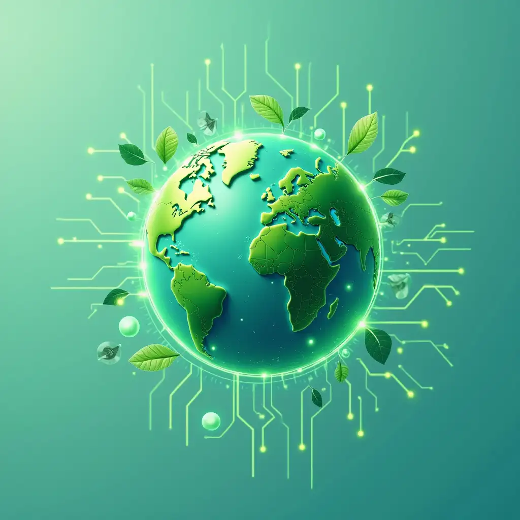 EcoFriendly-Earth-Globe-with-Glowing-Green-Circuit-Lines-and-Sustainable-Elements