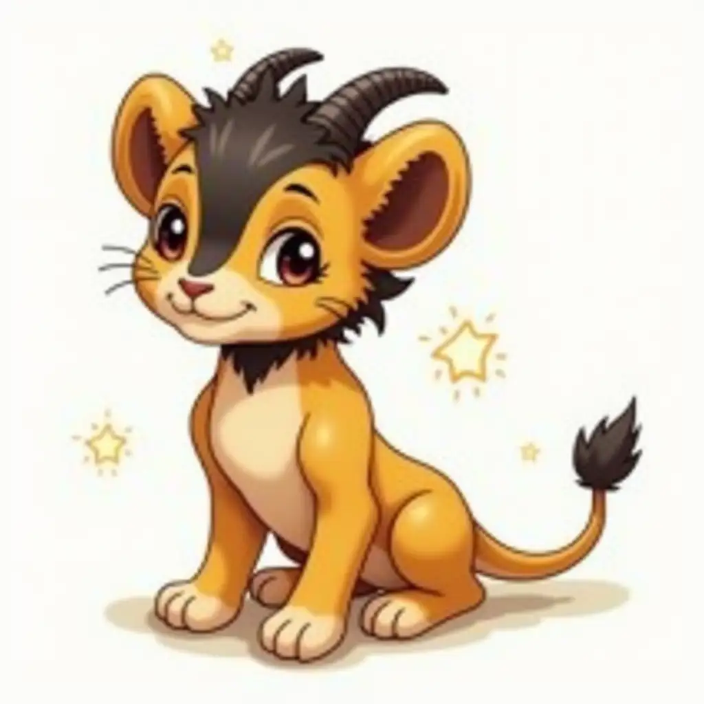 Baby-Chimera-with-Lion-Goat-and-Snake-Features-in-Comic-Style