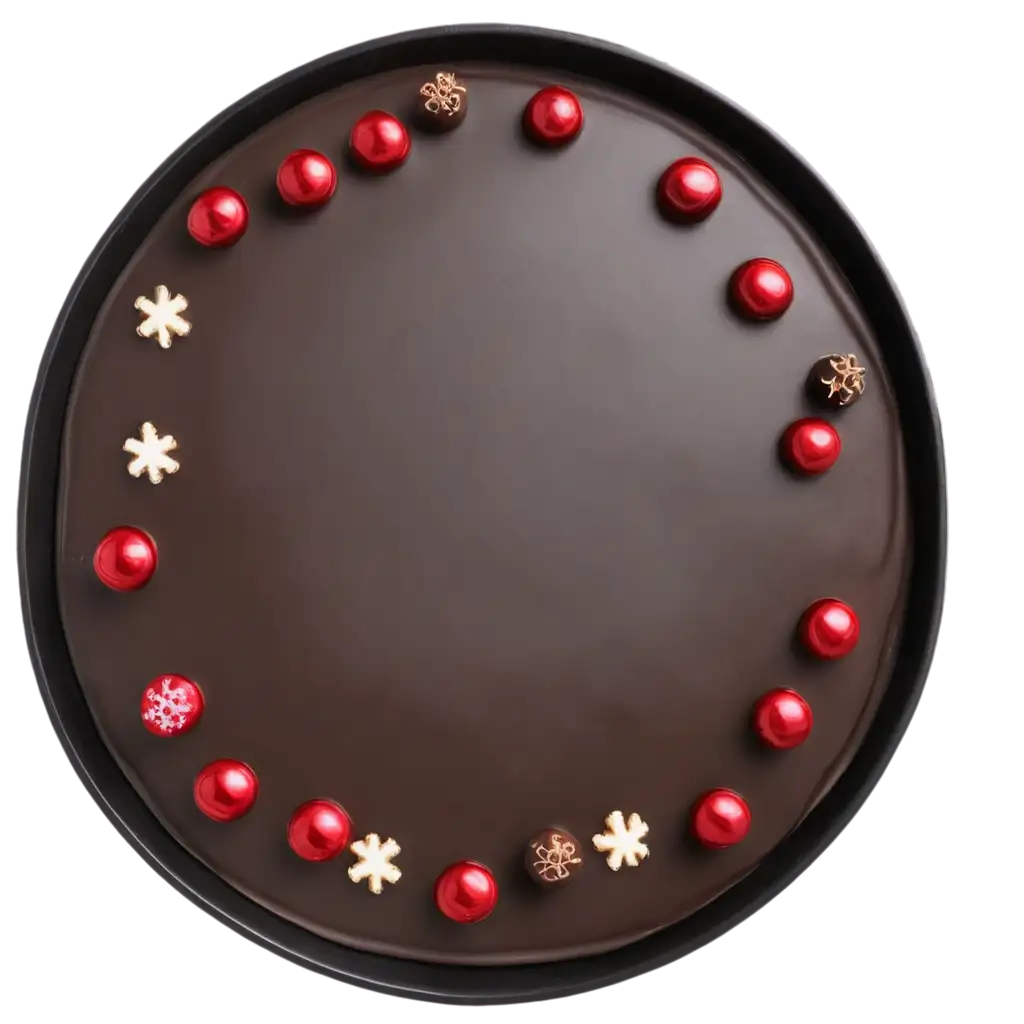 Christmas-Black-Plate-Chocolate-Cake-with-Candle-PNG-Image-Perfect-for-Holiday-Designs