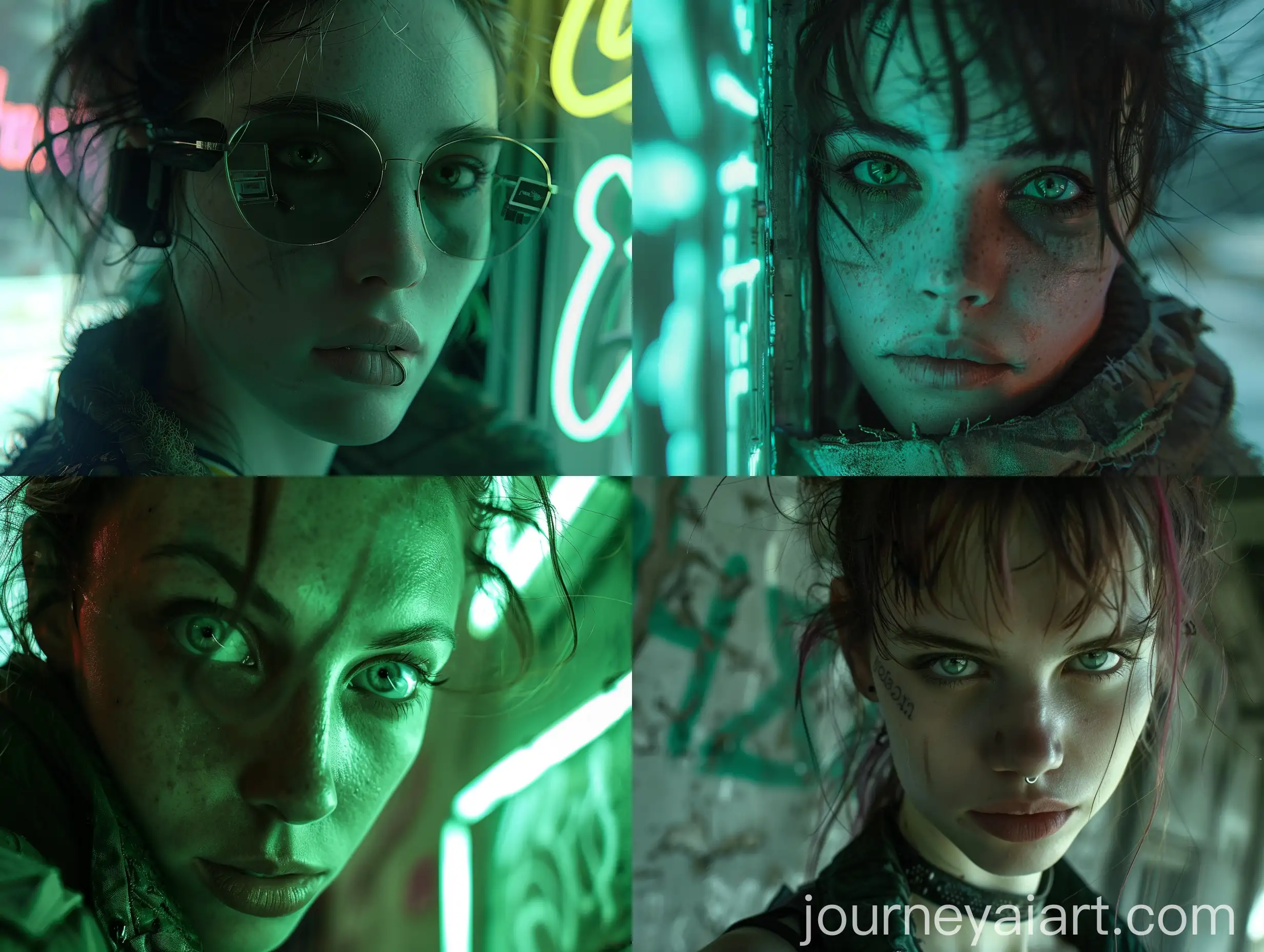 Cyberpunk-Woman-Standing-in-Dystopian-Ambiance