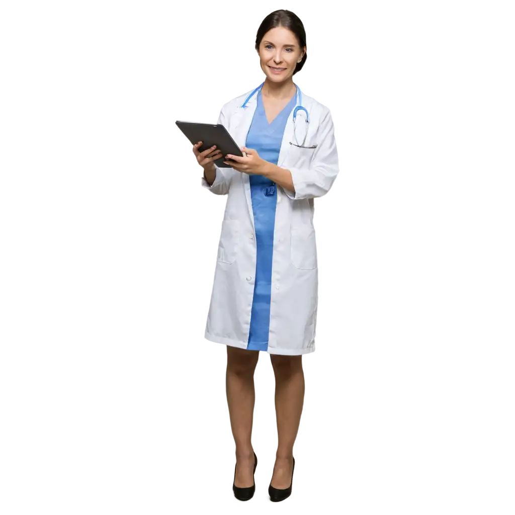 PNG-Image-Professional-Female-Doctor-Holding-a-Tablet