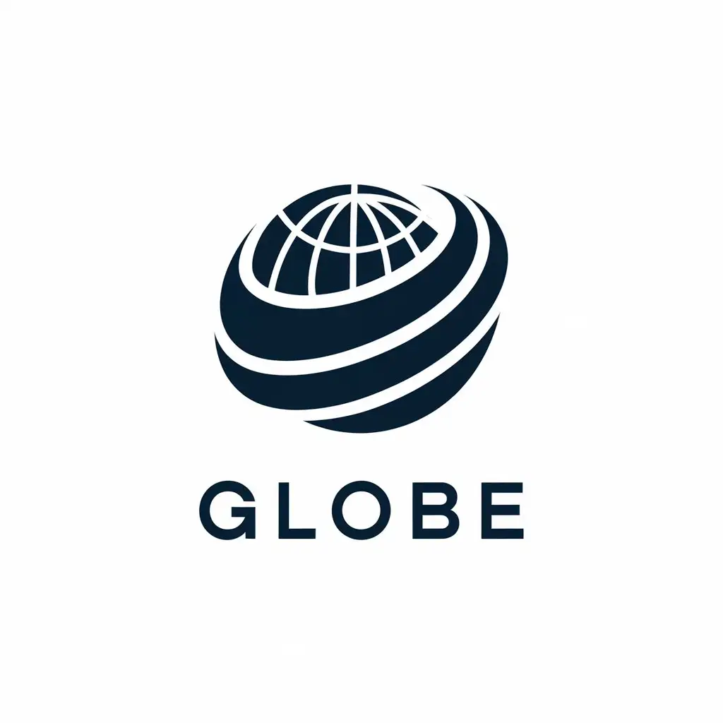 LOGO Design for Globe Deep Navy Blue Silhouette with Abstract Flowing Lines Representing Global Connectivity