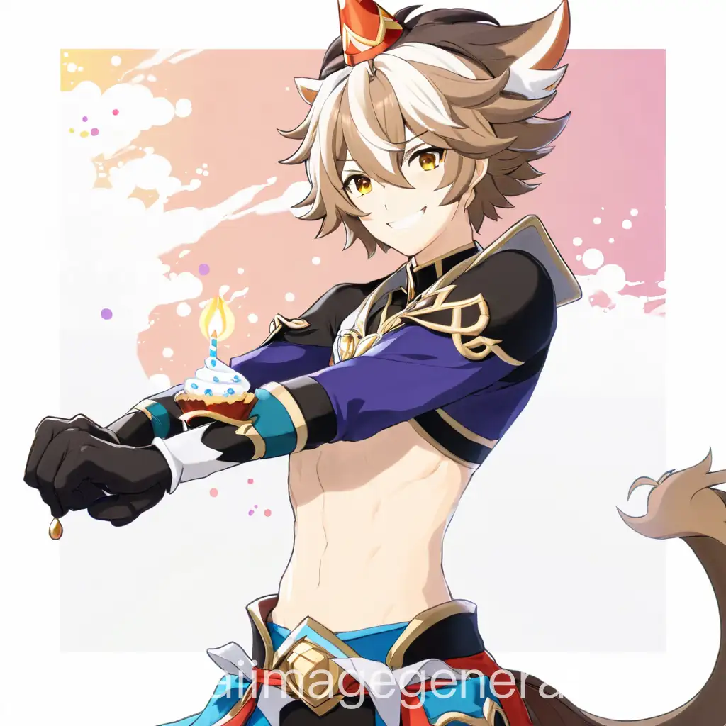 Genshin-Impact-Character-Gorou-Wearing-a-Birthday-Hat