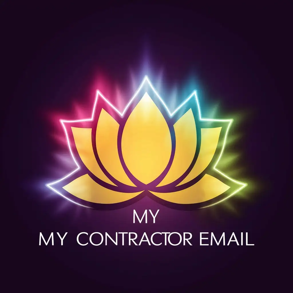 LOGO Design for My Contractor Email Bright Yellow Lotus with Magical Neon Aura