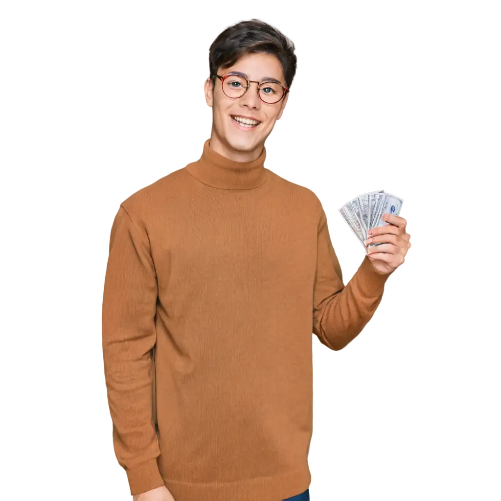 HighQuality-PNG-Image-of-a-Handsome-Young-Korean-Boy-with-Round-Glasses-Smiling-Holding-Money