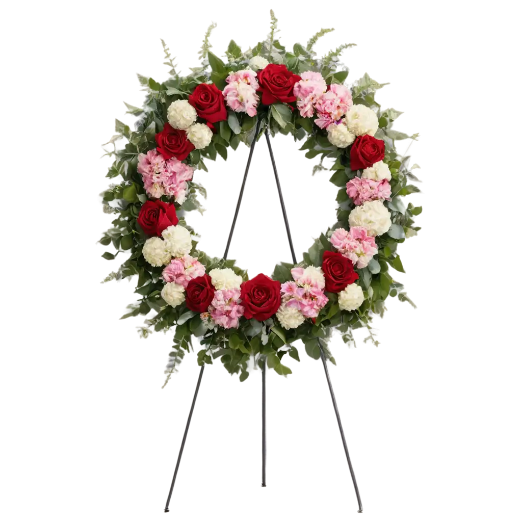 Elegant-Funeral-Wreath-PNG-Image-with-Red-Roses-Pink-Lisianthus-and-Green-Carnations-for-Memorial-Services