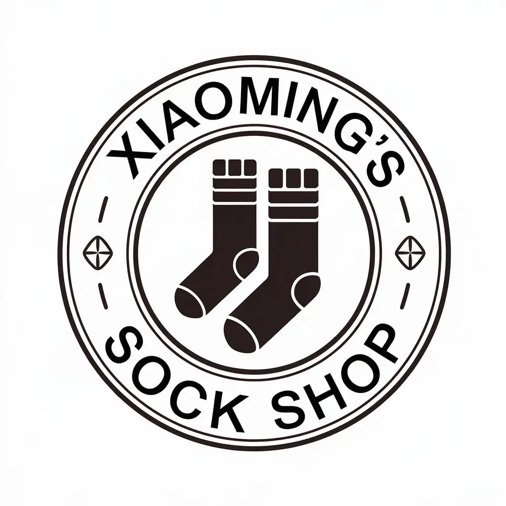 a vector logo design,with the text "Xiaoming's sock shop", main symbol:socks,Moderate,clear background