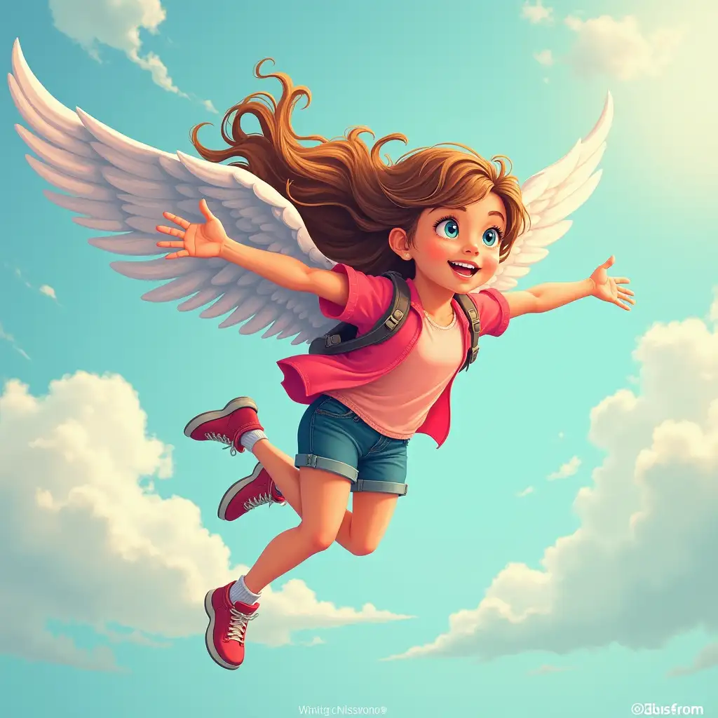 Girl flying i colorefull