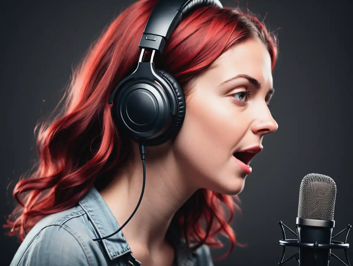 logo for a philosophy podcast.  Woman listening with headphones on and talking into a microphone