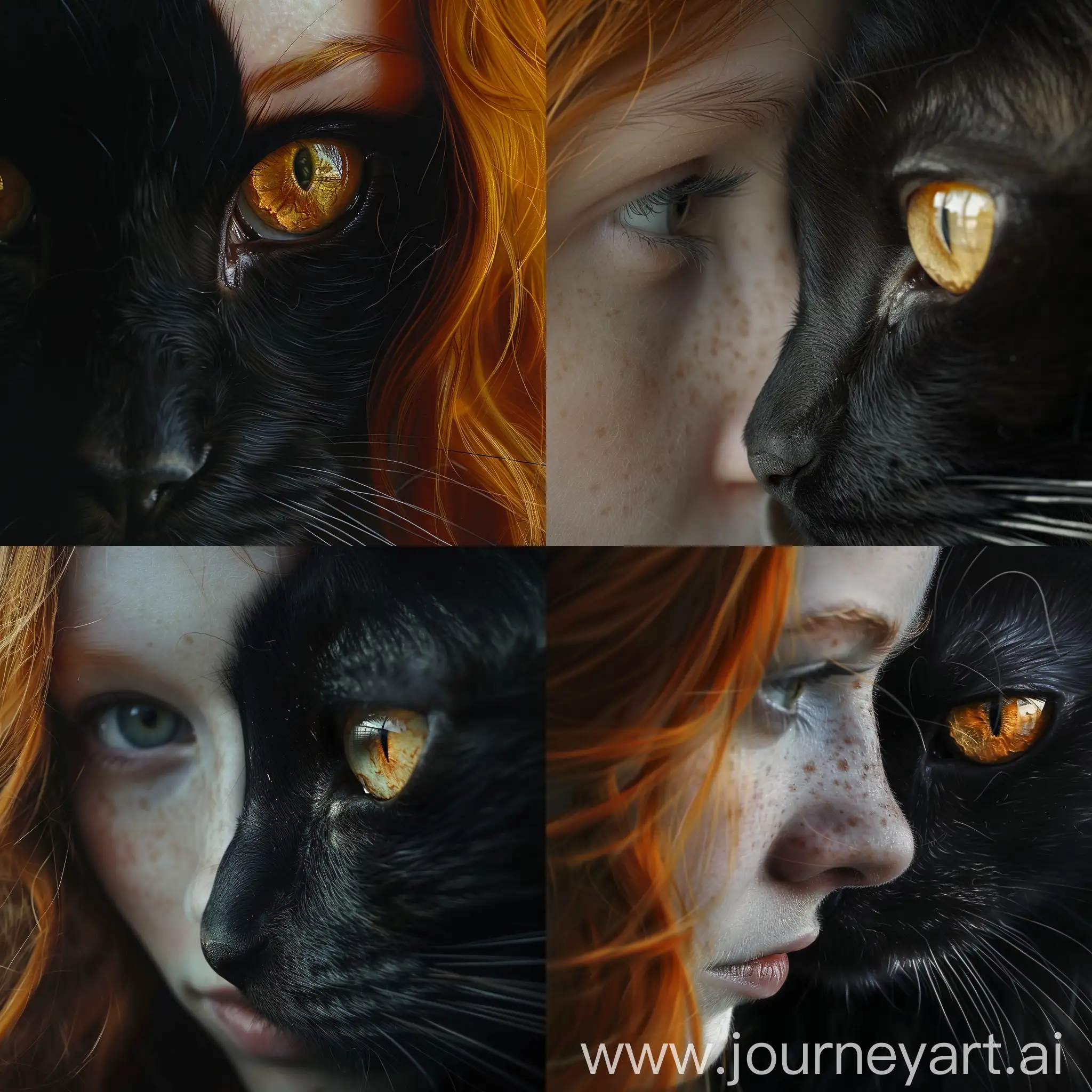 Surreal-Portrait-of-Girl-with-Ginger-Hair-and-Transformed-Cat-Eye