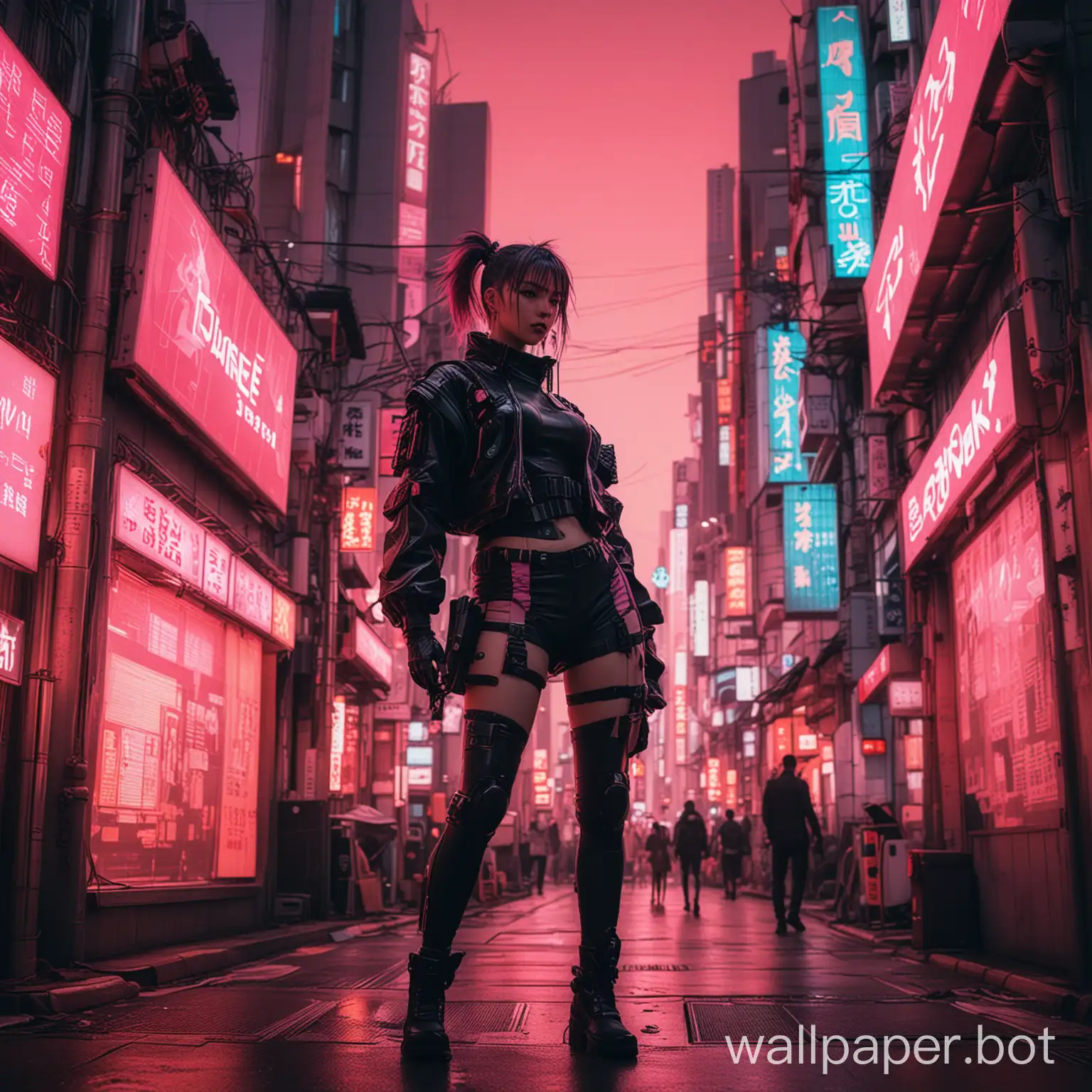 cyberpunk in tokyo for orange and pink light backround