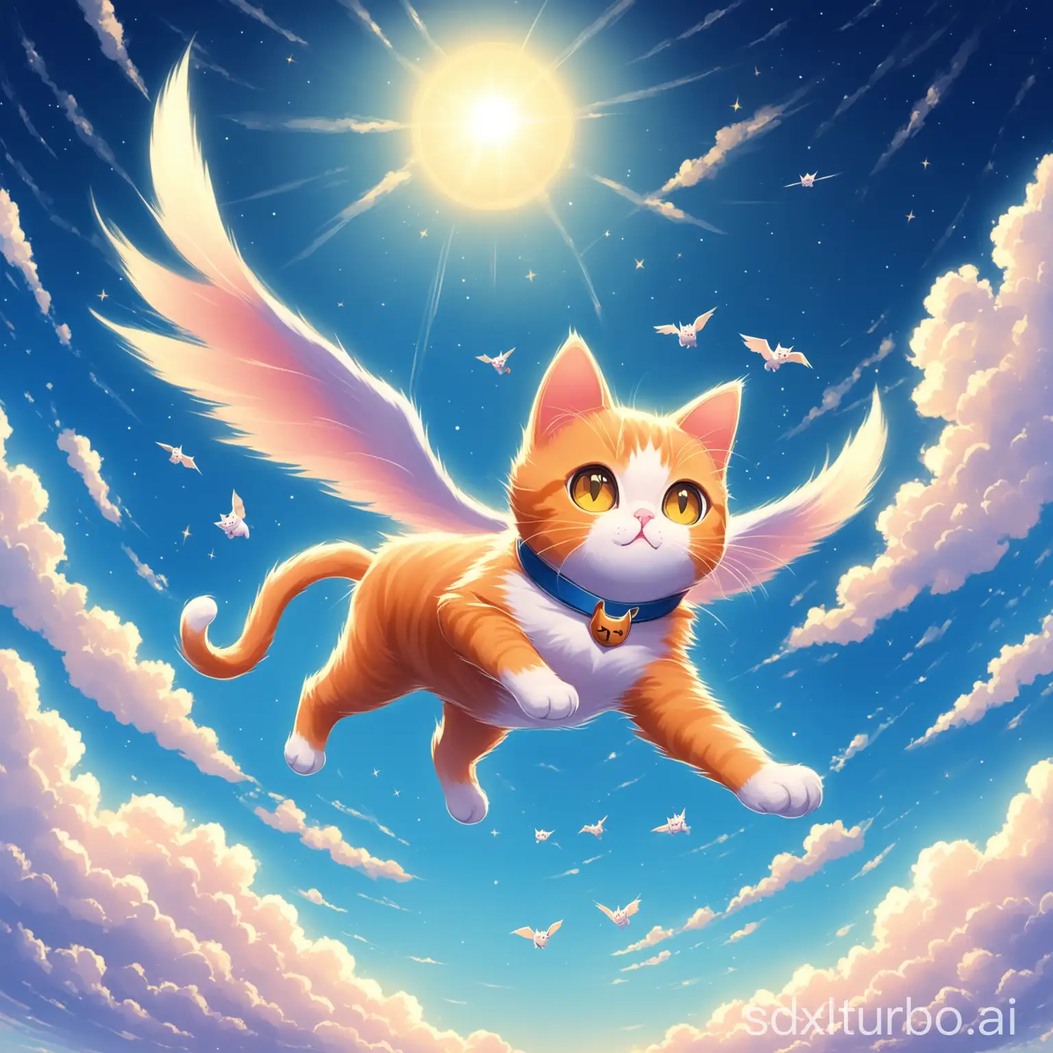 flying cat in the sky