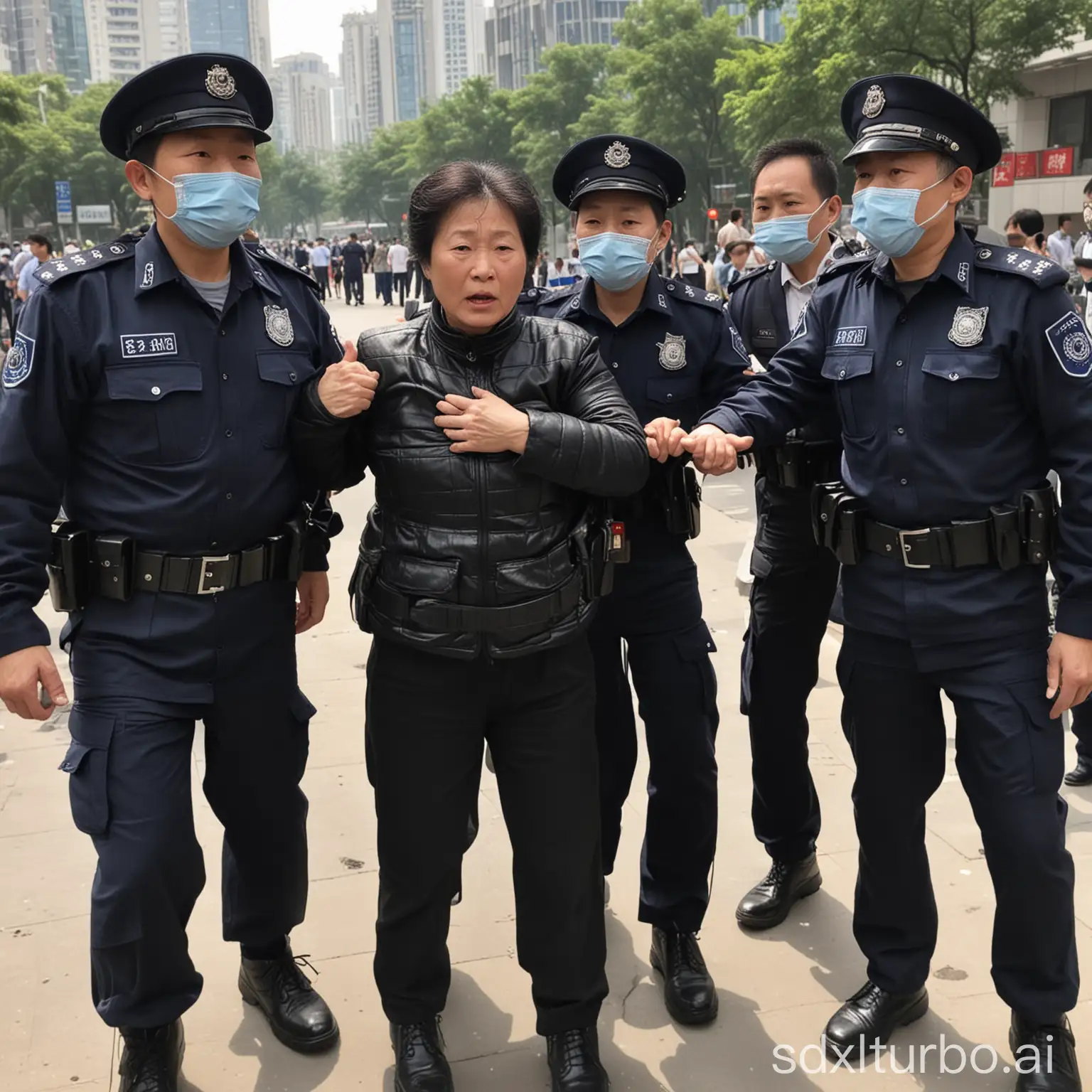 Chinese-Police-Arresting-MiddleAged-Woman