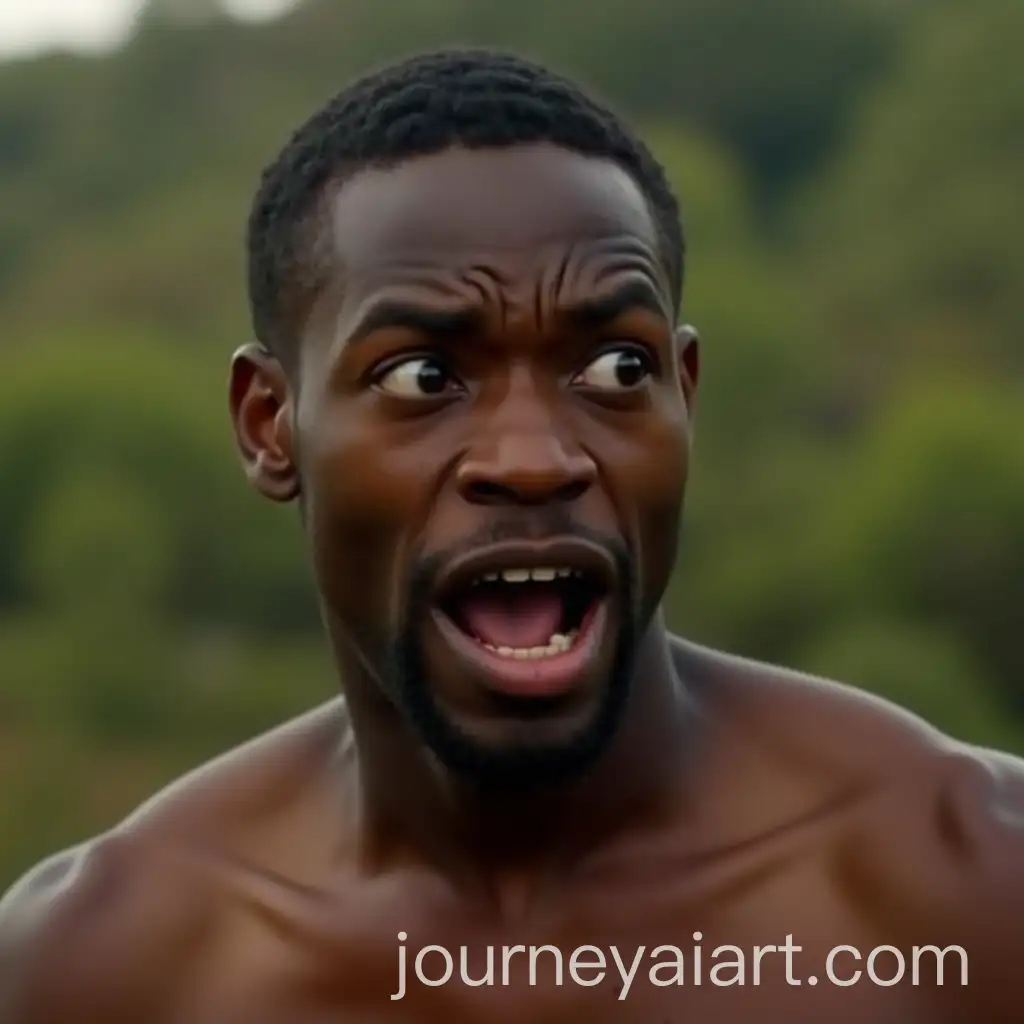Closeup-of-Black-Man-Showing-Surprise-and-Fear-in-Outdoor-Setting