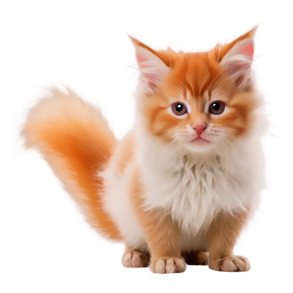 Fluffy-White-Kitten-with-Red-Squirrel-Tail-PNG-Image-Adorable-and-Unique-Visual-Concept