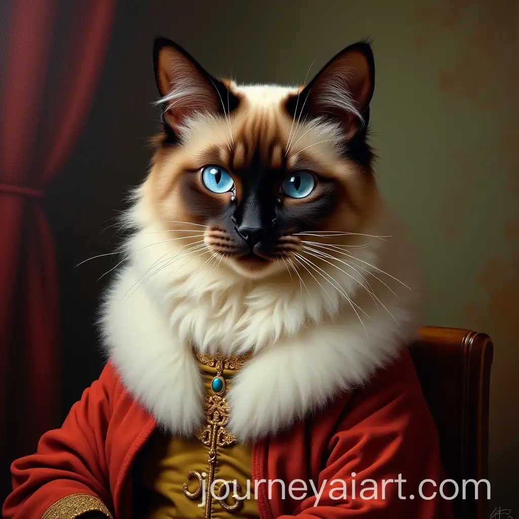 Royal-Siamese-Cat-Portrait-with-Blue-Eyes-and-Regal-Attire