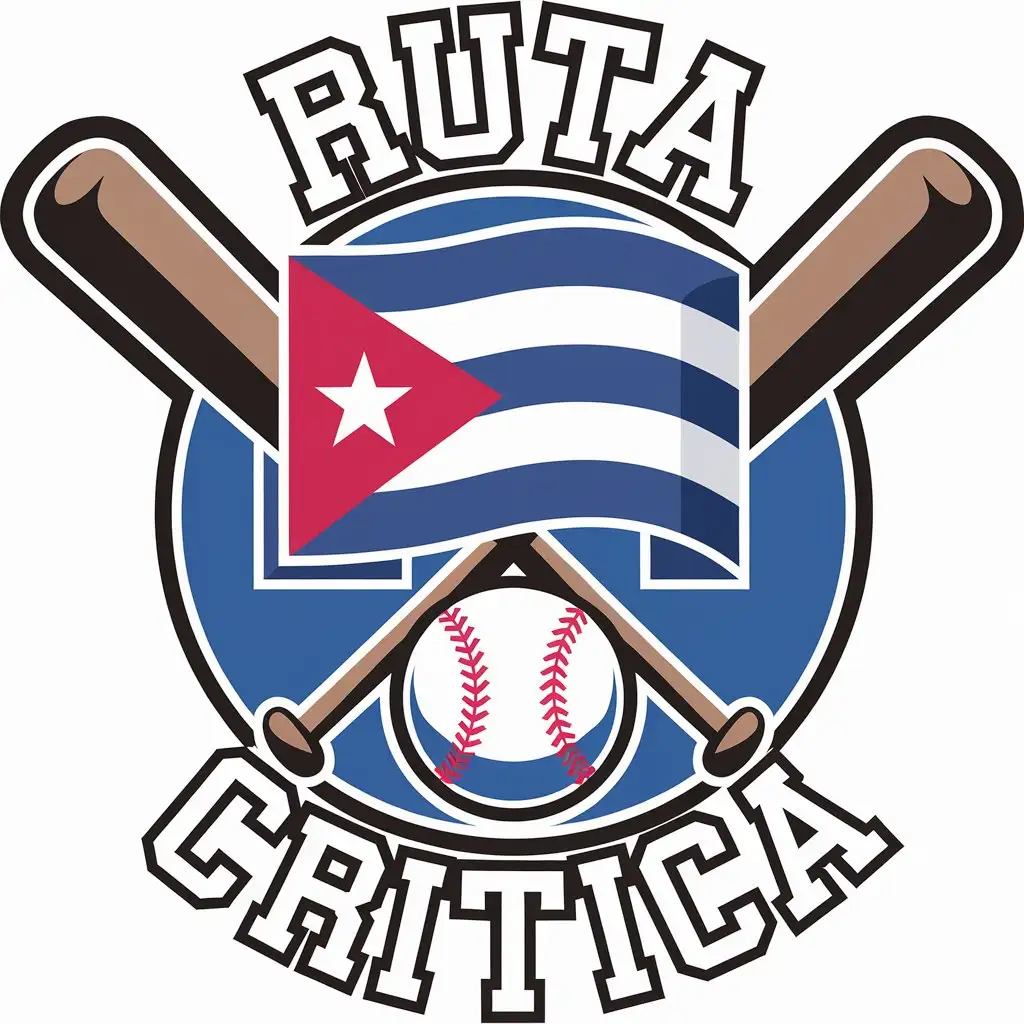 LOGO Design for Ruta Critica Cuban Flag Baseball Ball Batter and Pitcher with Circular Shape