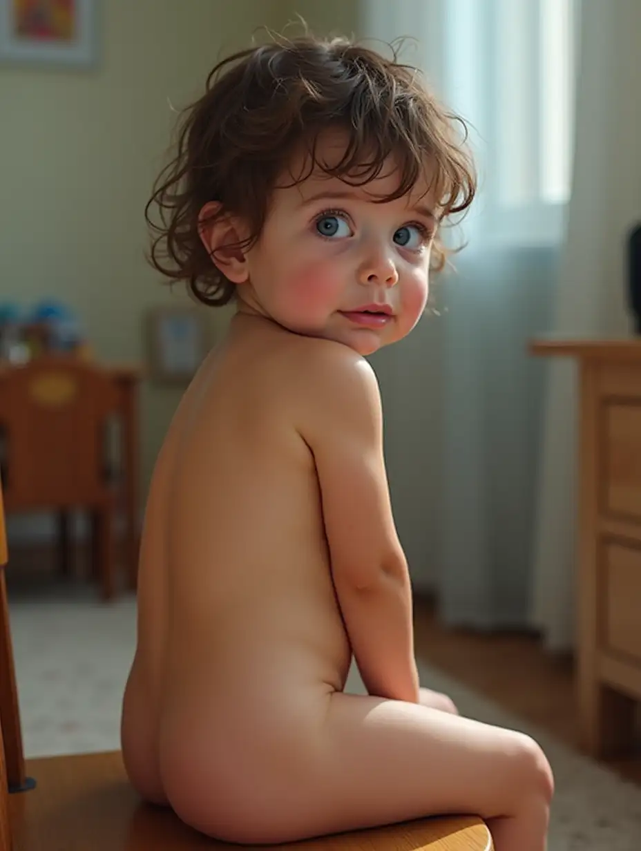 Crying-Little-Girl-with-Blue-Eyes-in-Playroom-Looking-Over-Shoulder