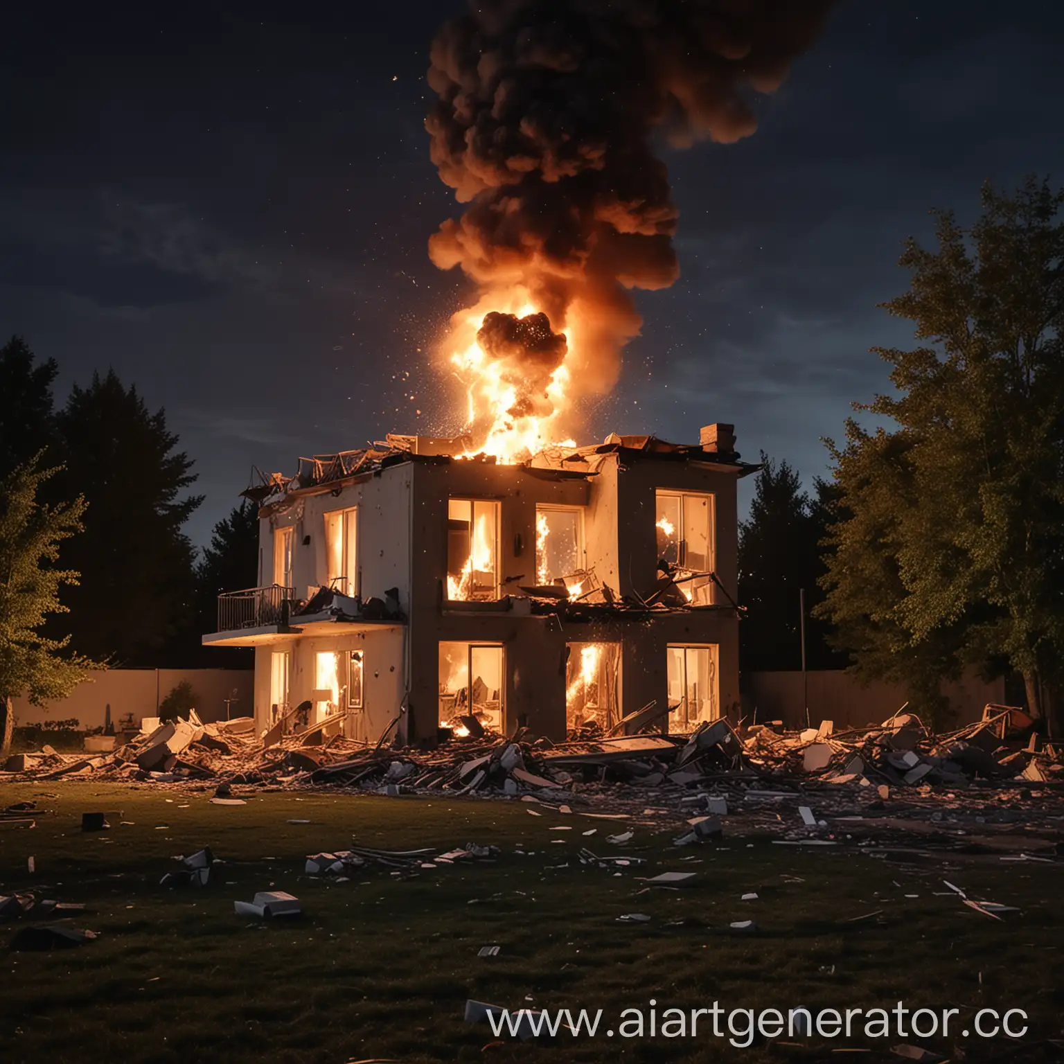 Evening-Explosion-of-a-Private-House