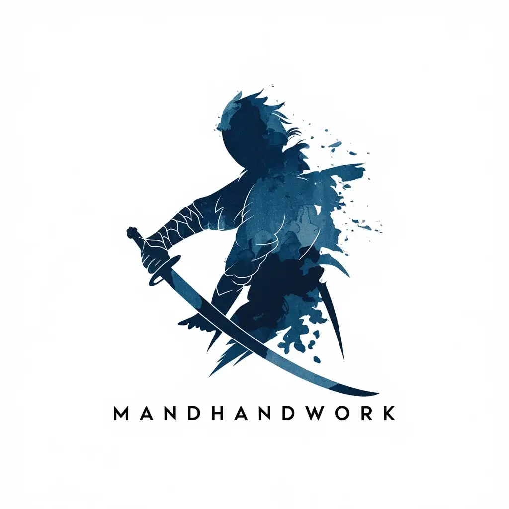 LOGO Design for MandHandwork WaterInk Swordsmanship with Minimalistic Style and Clear Background