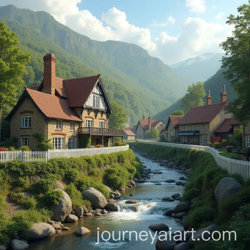 English-Village-in-a-Valley-with-Cottages-Glass-House-and-Chocolate-Factory
