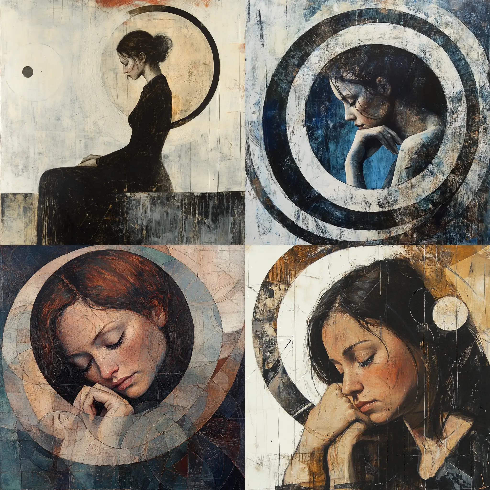 Contemplative-Woman-Surrounded-by-Abstract-Circles-and-Curves