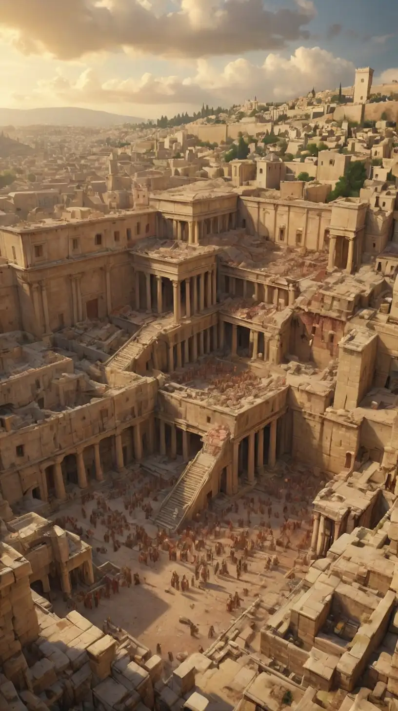 Romans Destroying Second Solomon Temple in Ancient Cinematic Style