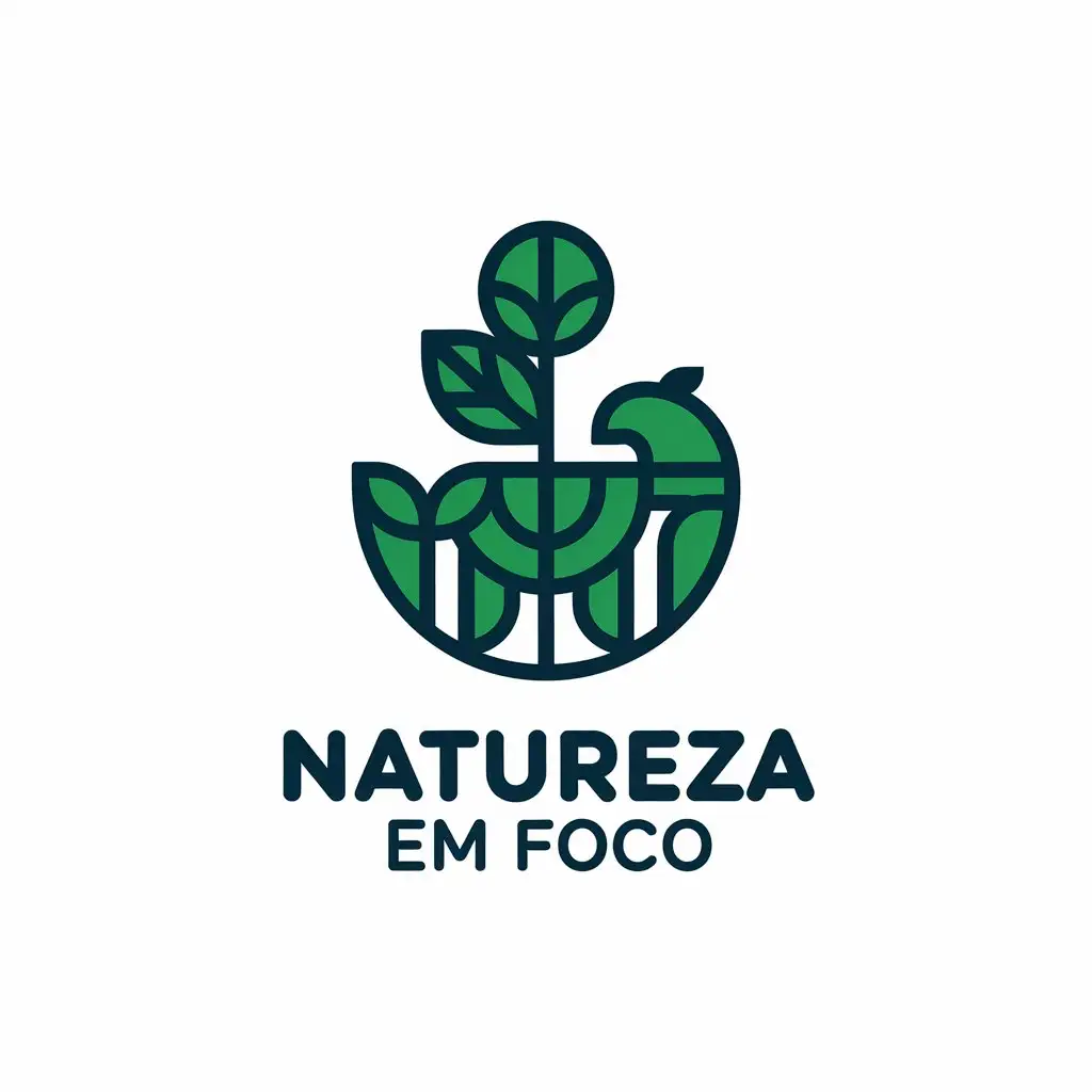 LOGO Design for Natureza em Foco Vibrant Green Earthy Brown with Plant and Animal Motifs