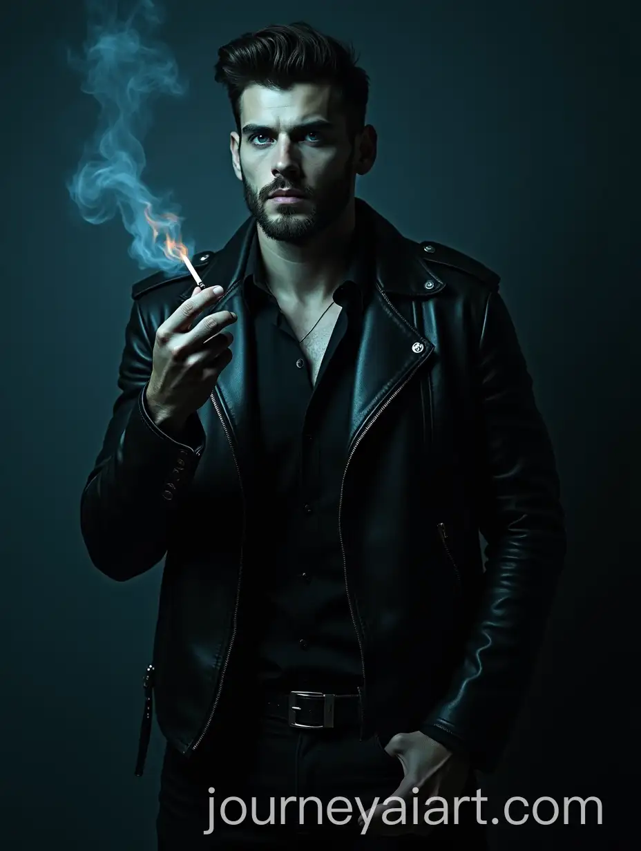 Superrealistic-Portrait-of-a-Muscular-Man-with-Piercing-Blue-Eyes-and-Dangerous-Aura