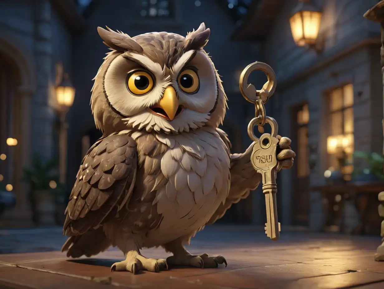 Luxurious-Nighttime-Scene-DisneyInspired-Owl-with-Key