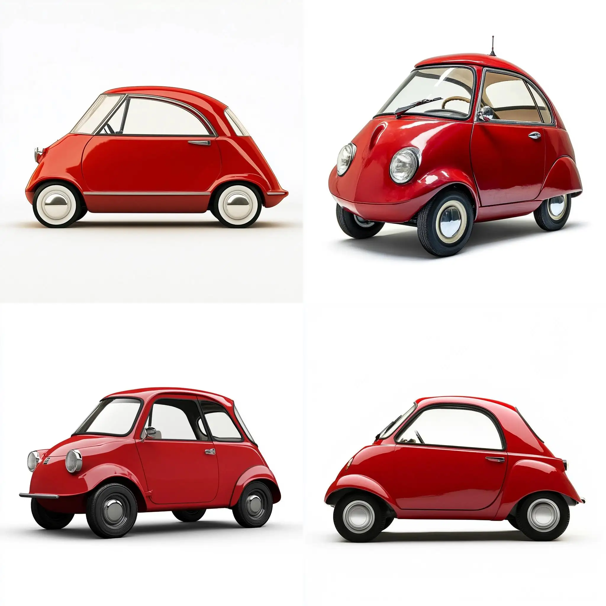 Contemporary-Red-Microcar-on-White-Background