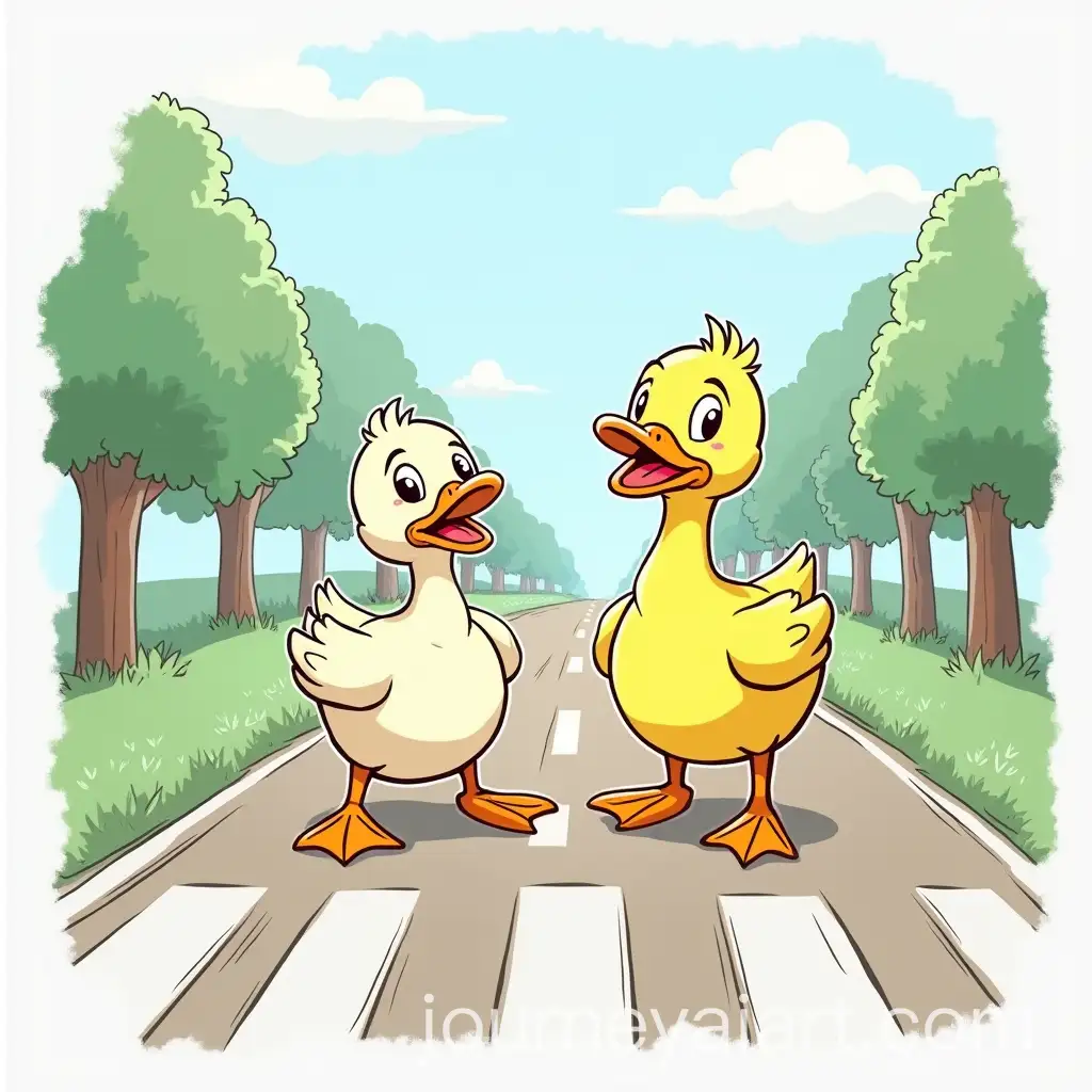 Doodle-Style-Duck-Crossing-Road