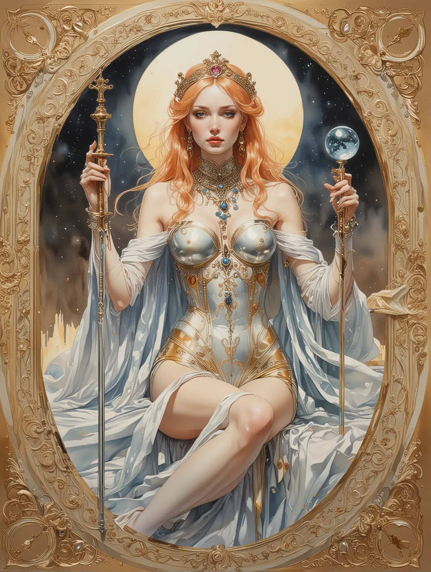 Futuristic-Tarot-Card-of-The-High-Priestess-Featuring-a-Russian-Empress