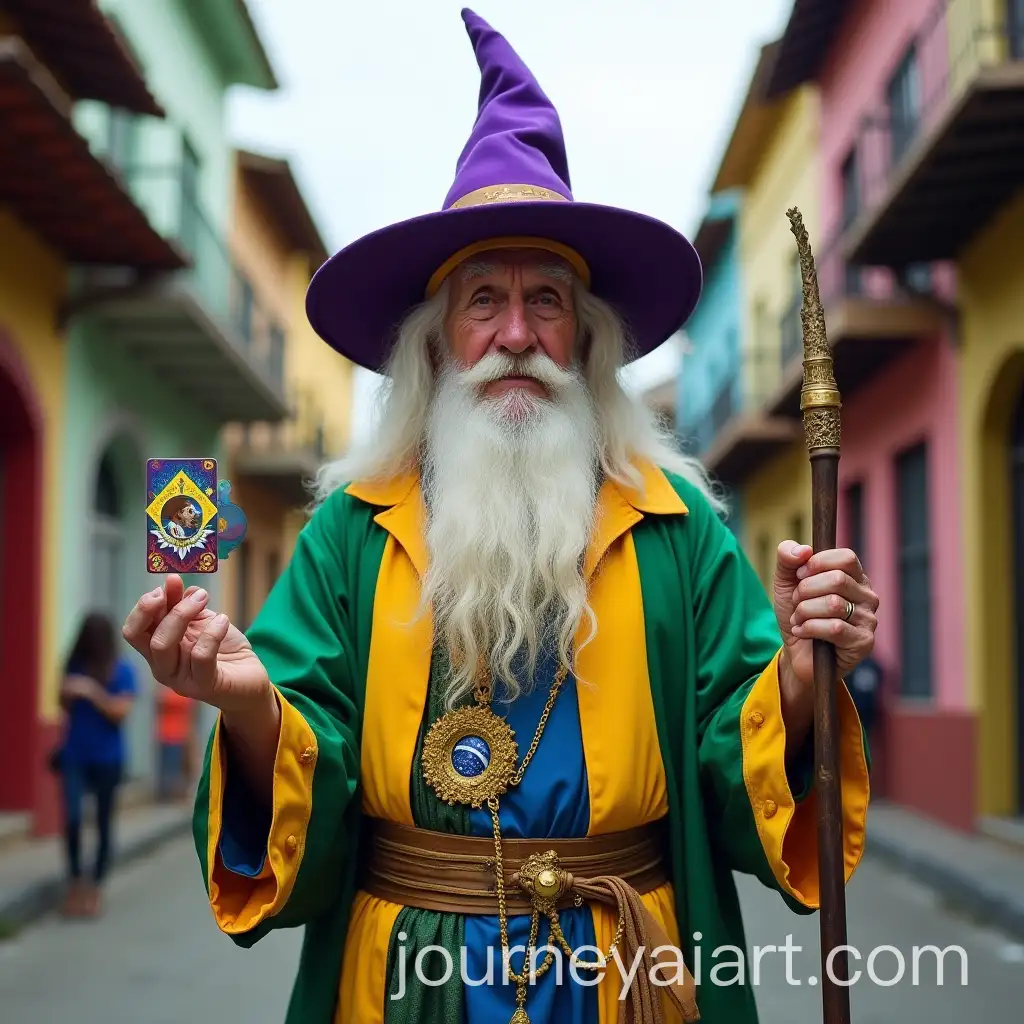 Elderly-Wizard-with-Magical-Staff-in-Vibrant-Brazilian-City