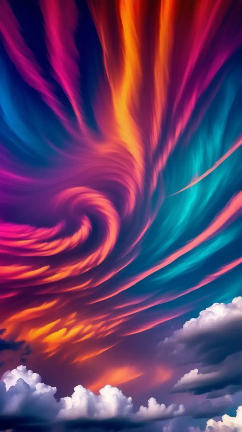 Psychedelic Storm Clouds in Vivid Op Art Colors