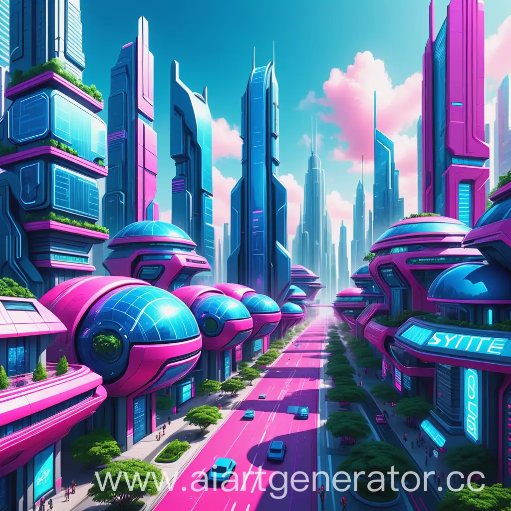 Futuristic-City-with-Vibrant-Blue-and-Pink-Colors