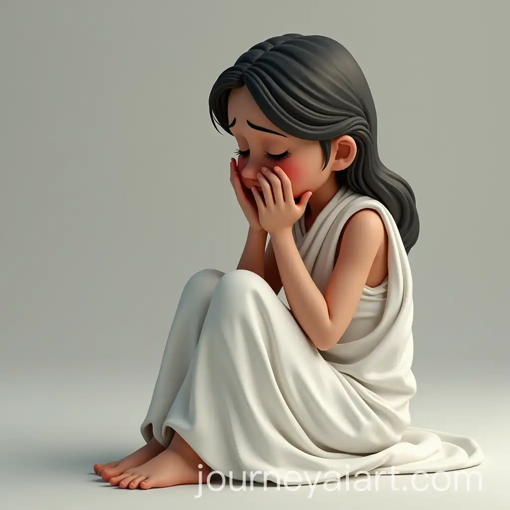 Woman-in-White-Saree-Crying-on-Ground-Emotional-3D-Art