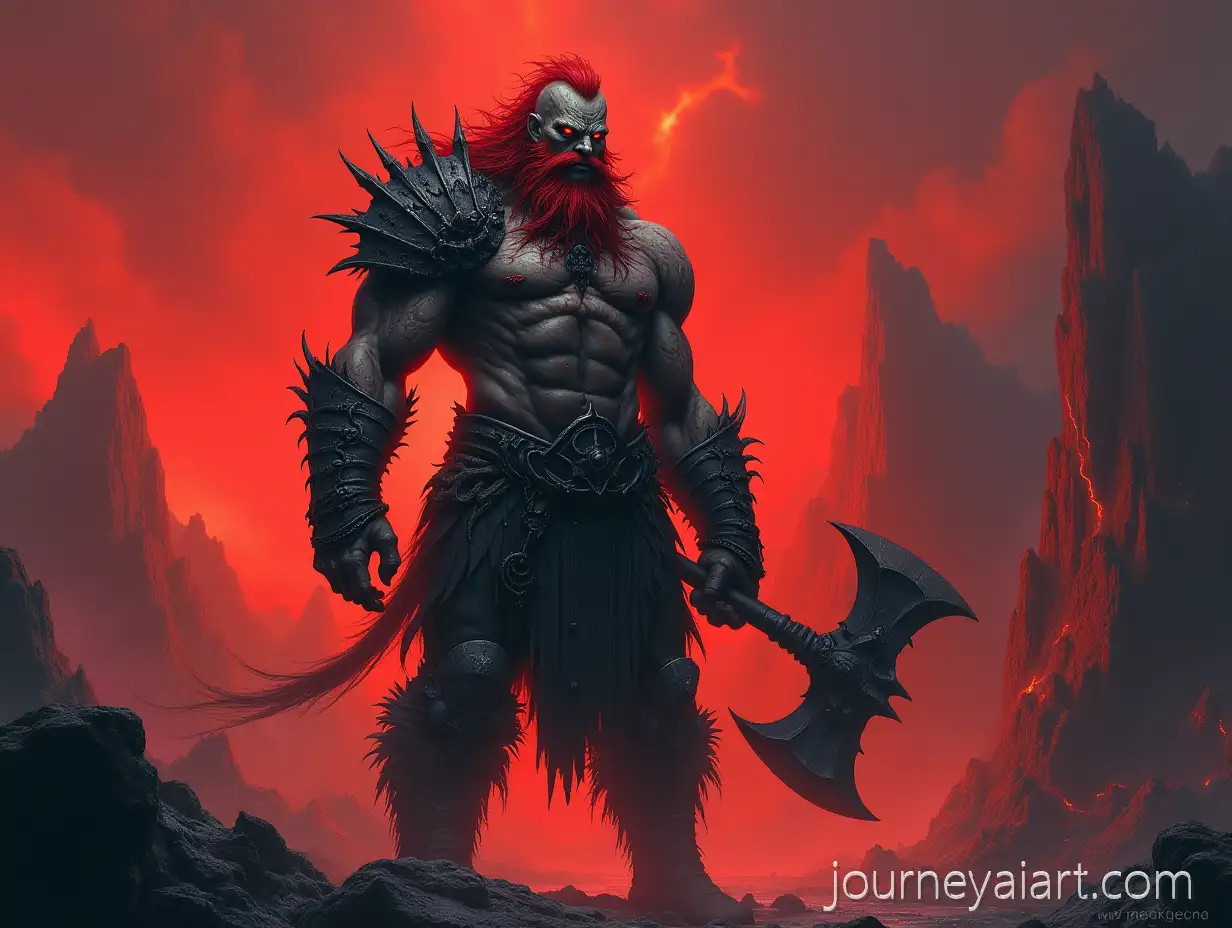 AshGray-WarriorCorrupted-Warrior-in-Red-Realm-in-the-Corrupted-Red-Realm-with-Fiery-Beard-and-Jagged-Axe