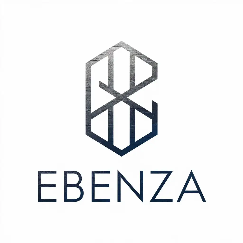 LOGO Design for Ebenza Modern Geometric Monogram with Metallic Blue and Gunmetal Theme