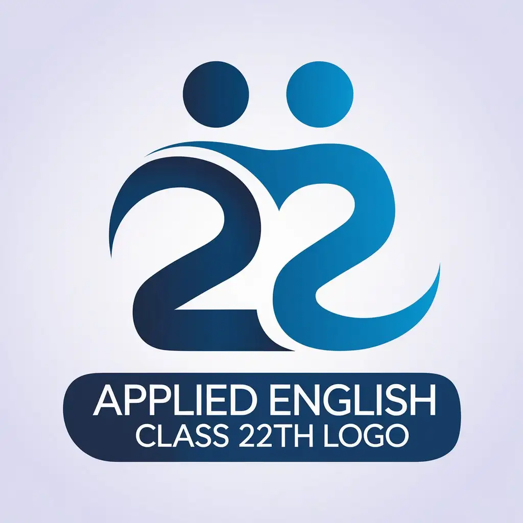 LOGO Design for Applied English Class 22th Running Man Symbol with Two 2 Numbers and Gradient Effect