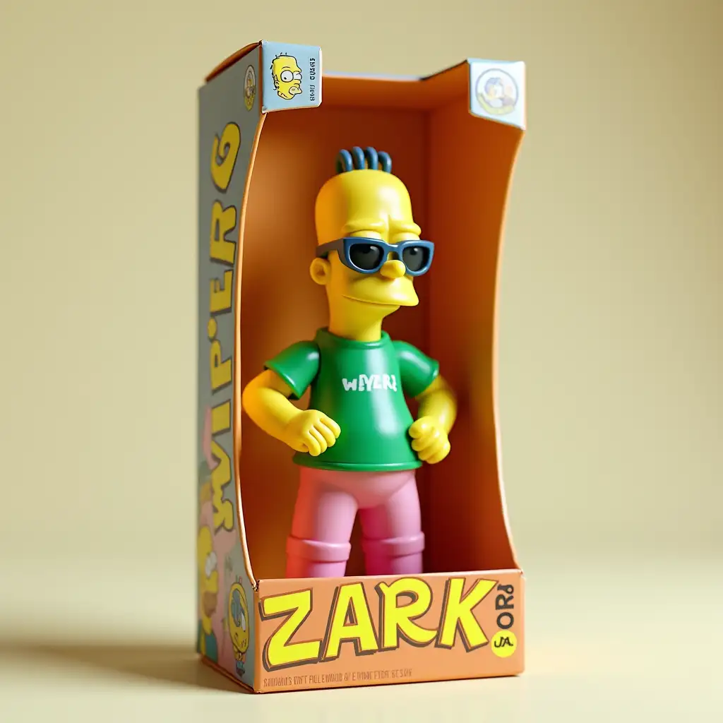 Simpsons-Toy-Figure-Zark-in-Clamshell-Box-with-Sunglasses-and-Colorful-Pants