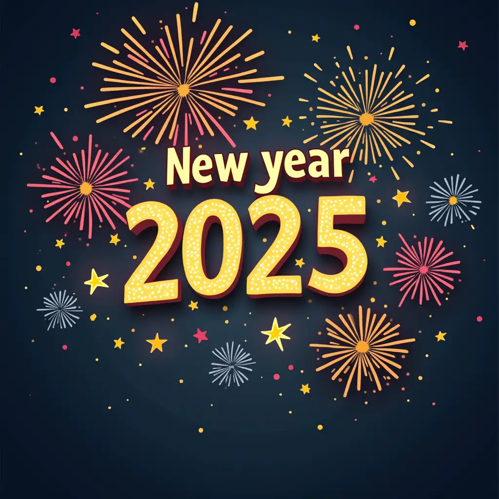 happy new year 2025 the image should have text in the center 'ragem.ru '