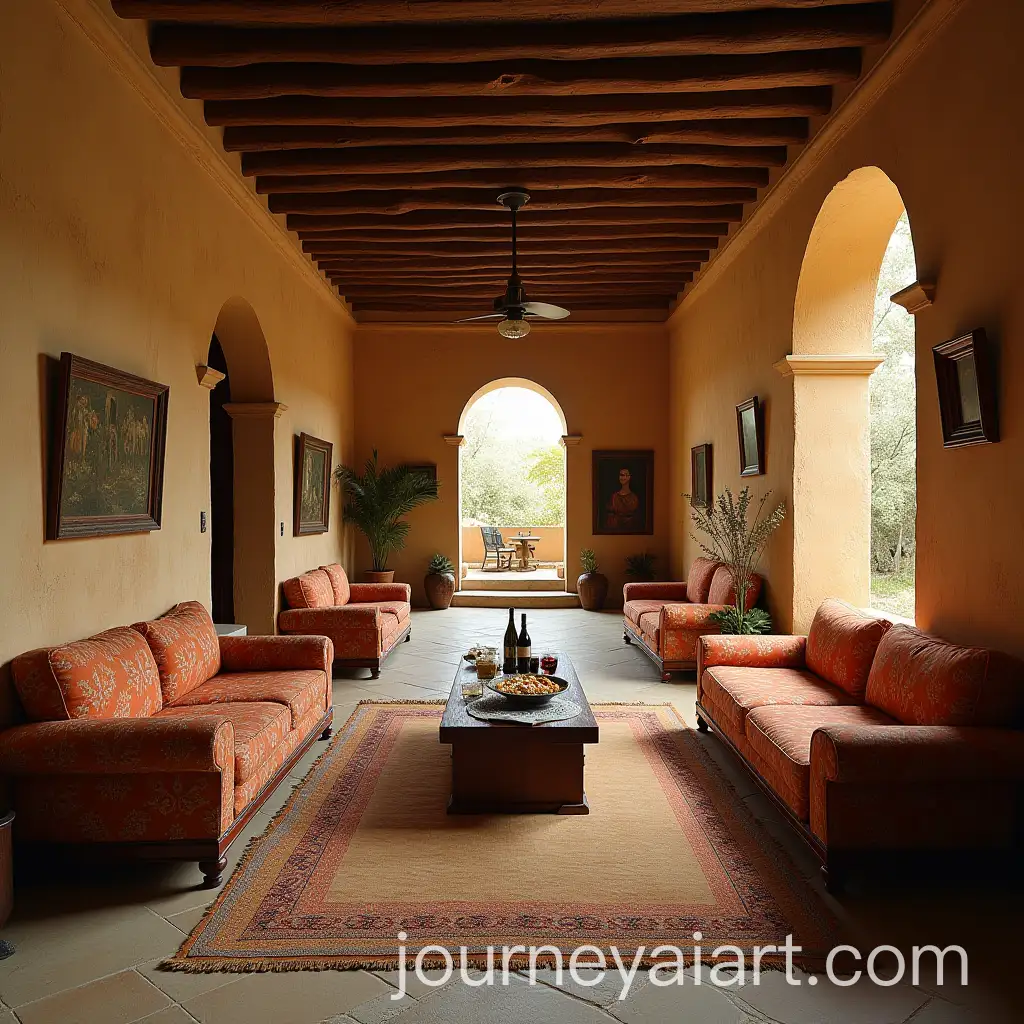 Lavishly-Decorated-Ancient-Greek-Andron-with-Couches-and-Wine