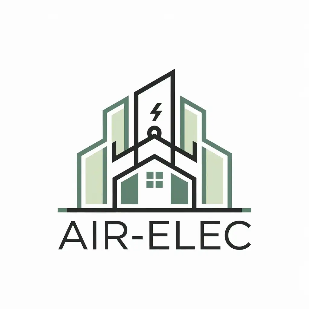 LOGO-Design-for-AirElec-Green-and-Black-Buildings-with-Transparent-Background