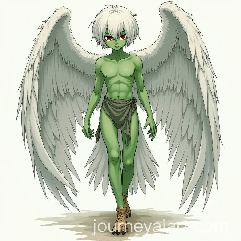 Anime-Style-Harpy-Man-with-White-Bob-Hair-Green-Skin-and-Eagle-Legs