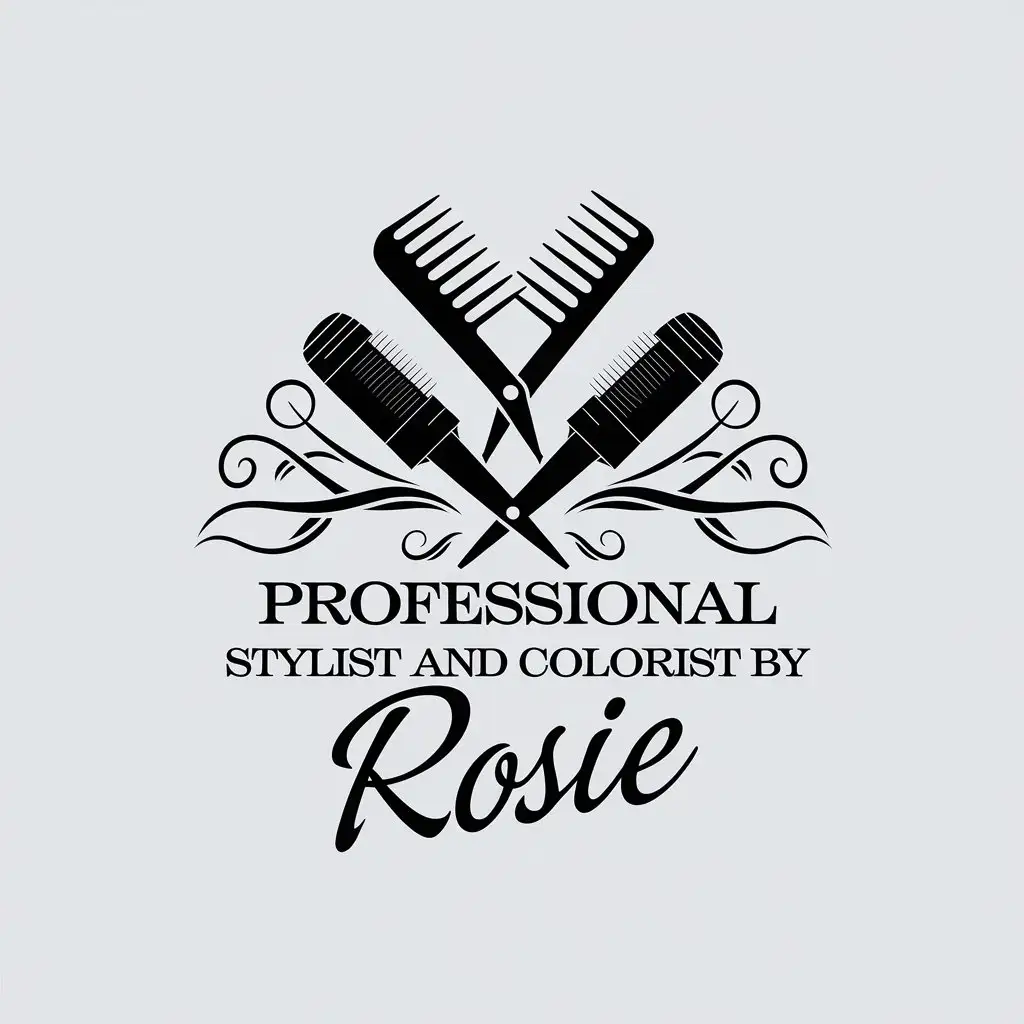 LOGO Design For Professional Stylist and Colorist by Rosie Hairdressing Elements in Vector Art