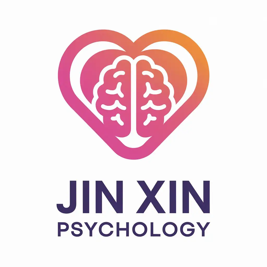 a vector logo design,with the text "Jin Xin Psychology", main symbol:aiqing,Moderate,be used in medical mental health industry,clear background