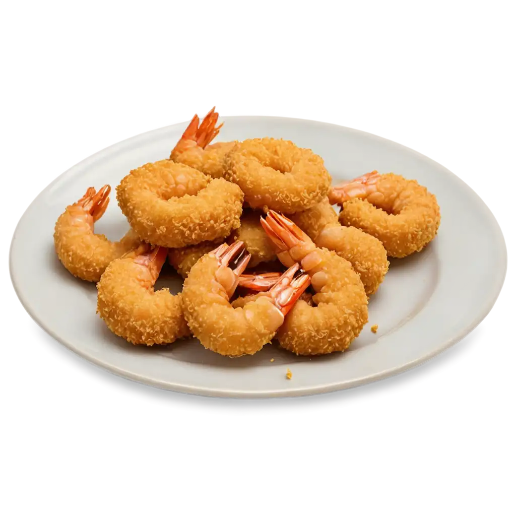 shrimp in breading on a plate, side view