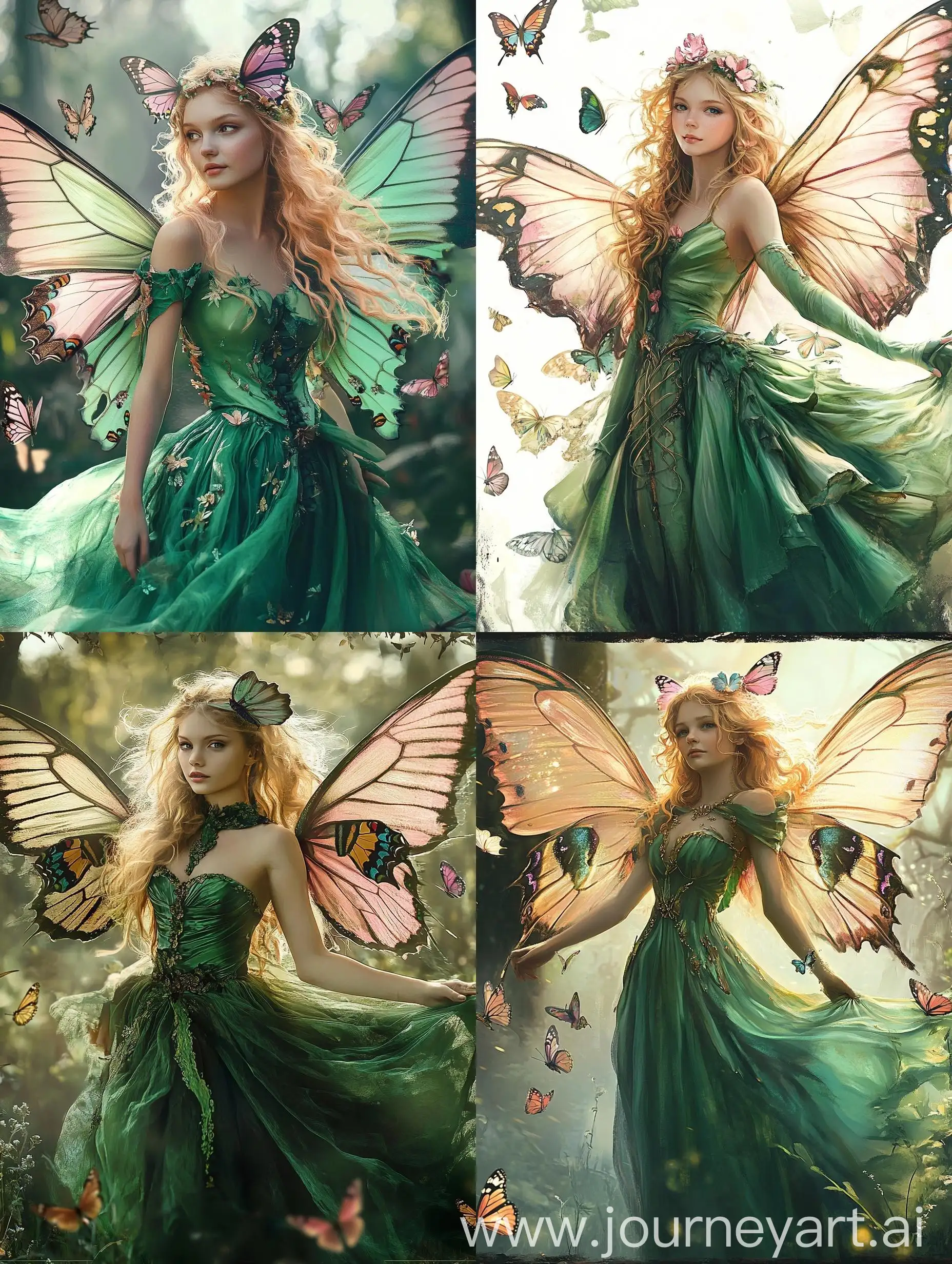 Enchanting-Girl-Fairy-with-Butterfly-Wings-and-Green-Dress